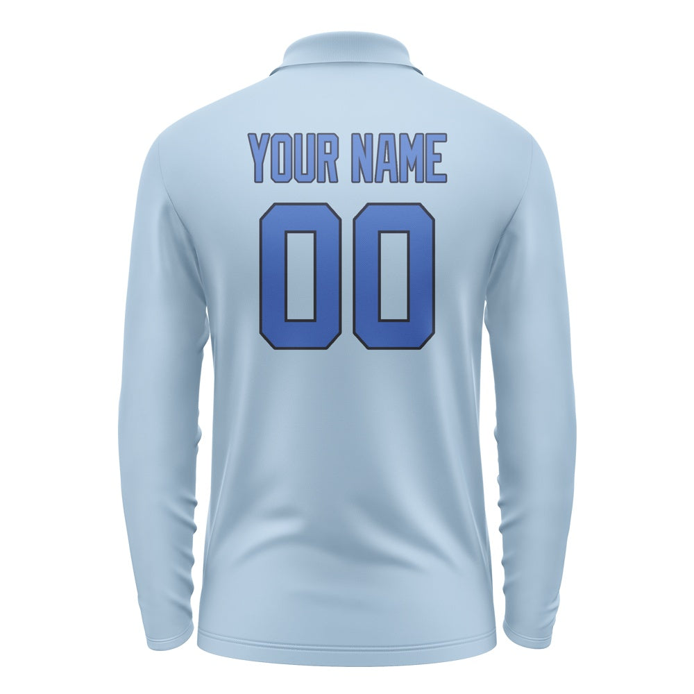 Custom Light Blue Sky Blue Long Sleeve Polo Shirt