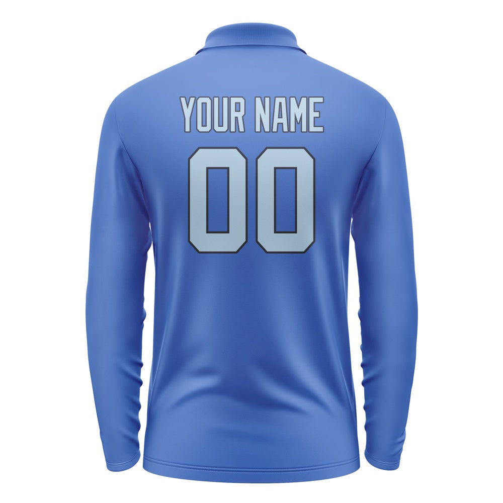 Custom Sky Blue Light Blue Long Sleeve Polo Shirt