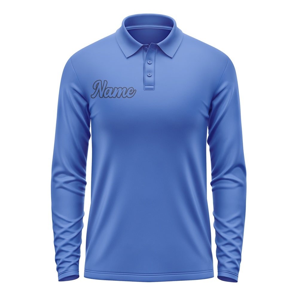 Custom Sky Blue Sky Blue Long Sleeve Polo Shirt