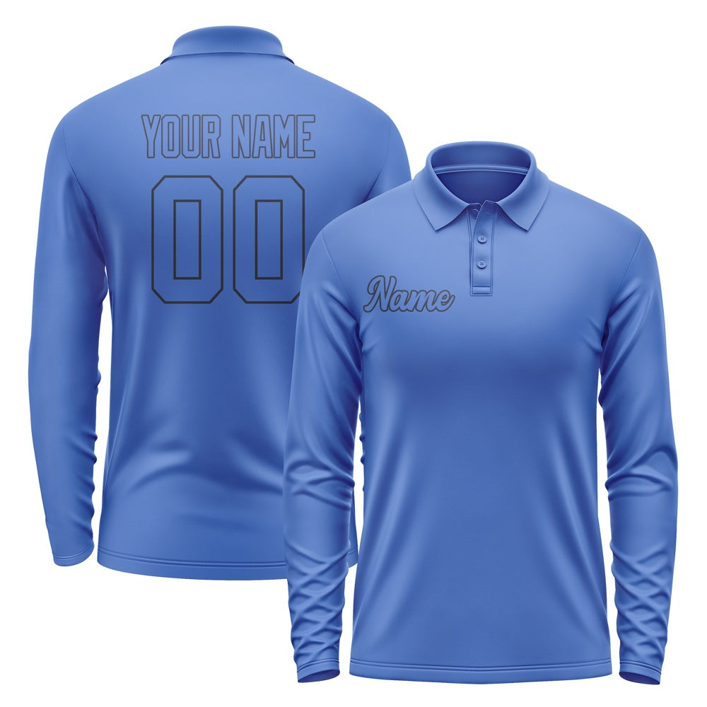 Custom Sky Blue Sky Blue Long Sleeve Polo Shirt