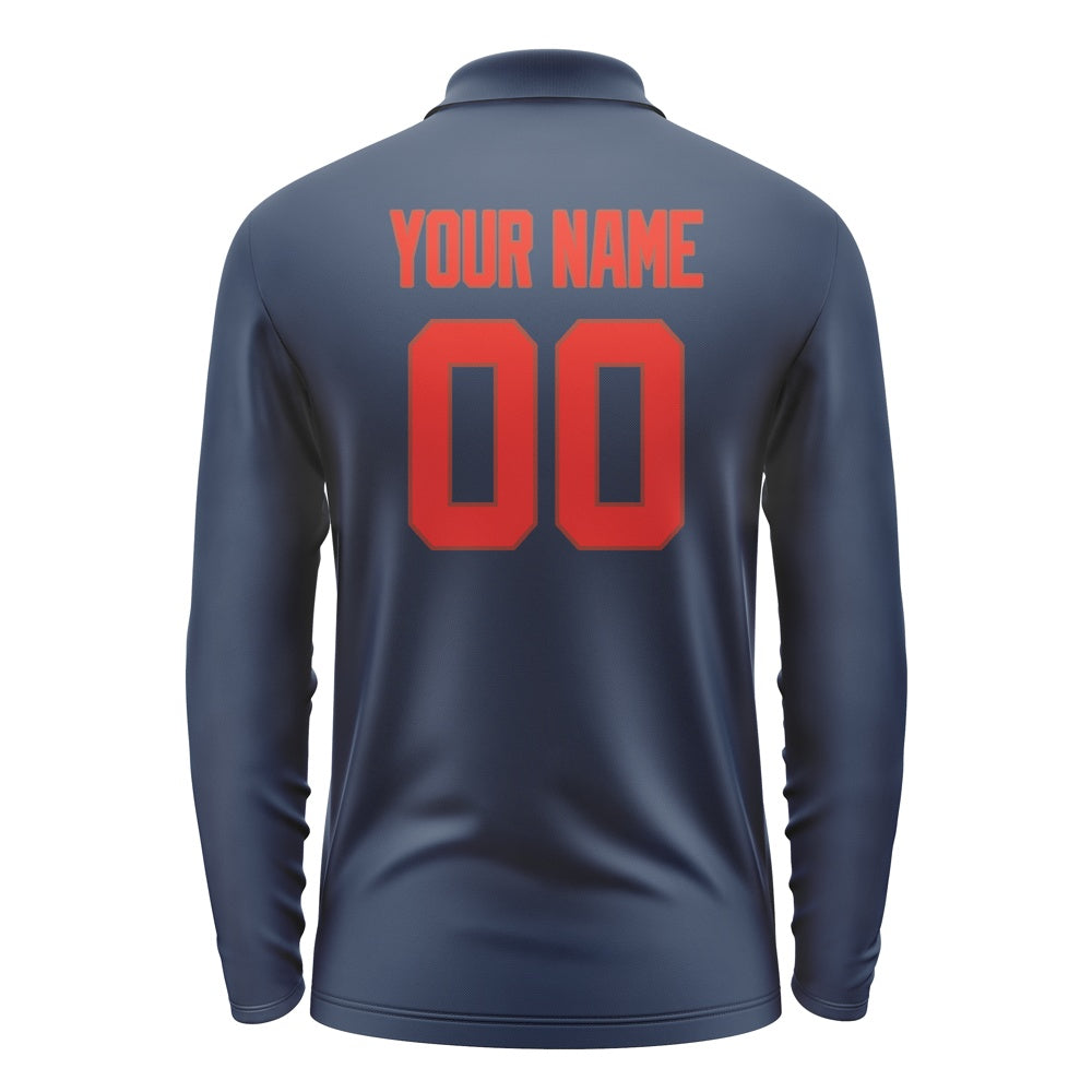 Custom Blue Orange Red Long Sleeve Polo Shirt