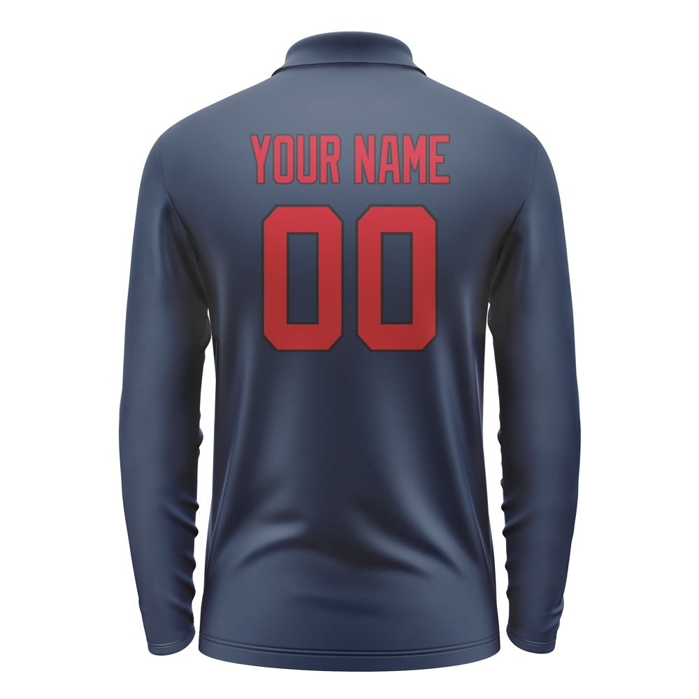 Custom Blue Red Long Sleeve Polo Shirt