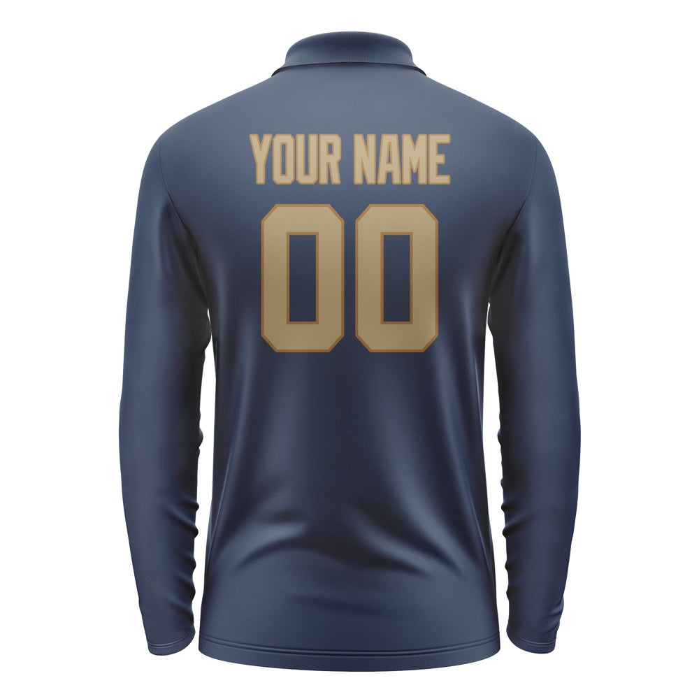 Custom Blue Light Khaki Long Sleeve Polo Shirt