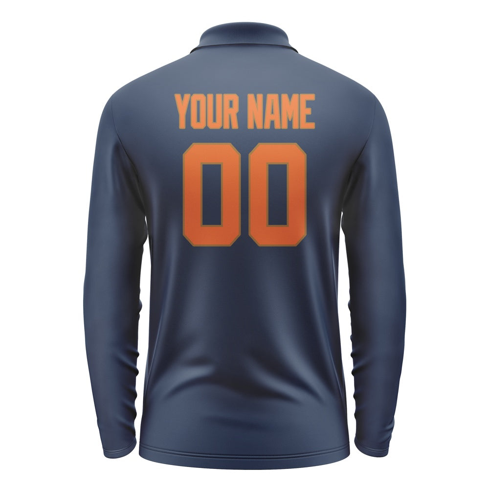 Custom Blue Orange Long Sleeve Polo Shirt