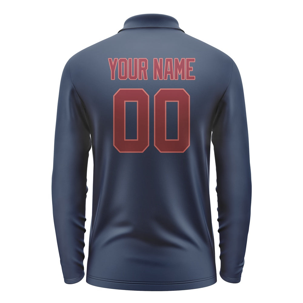Custom Blue Crimson Red Long Sleeve Polo Shirt