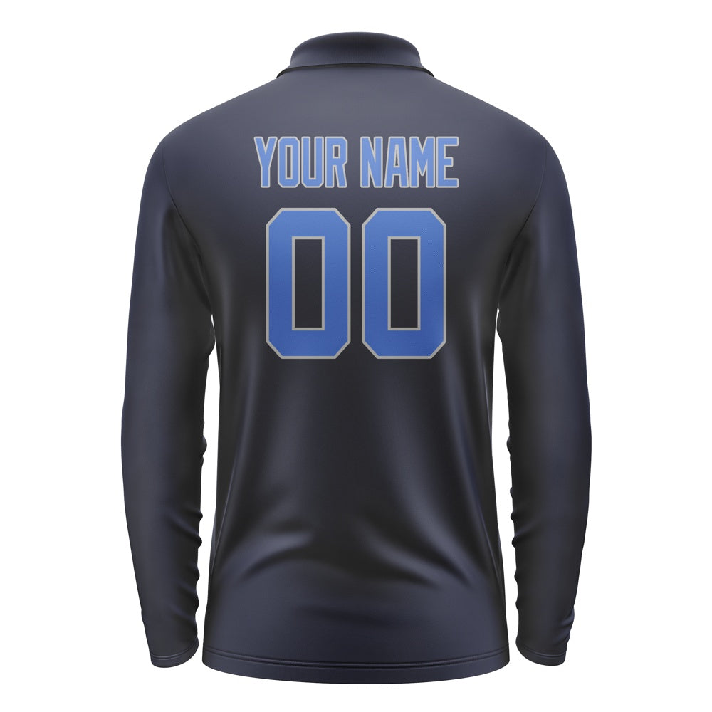 Custom Navy Sky Blue Long Sleeve Polo Shirt
