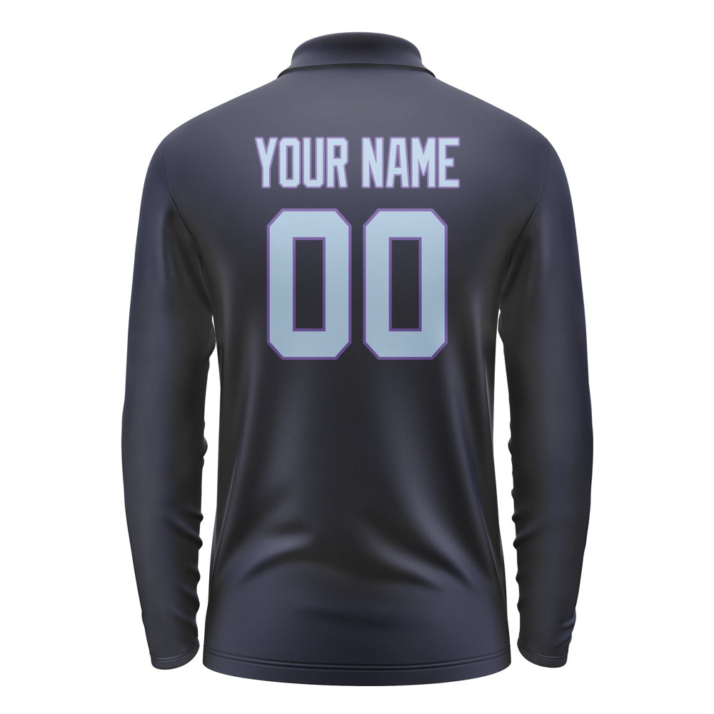 Custom Navy Light Blue Long Sleeve Polo Shirt
