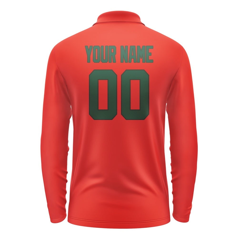 Custom Orange Red Green Long Sleeve Polo Shirt