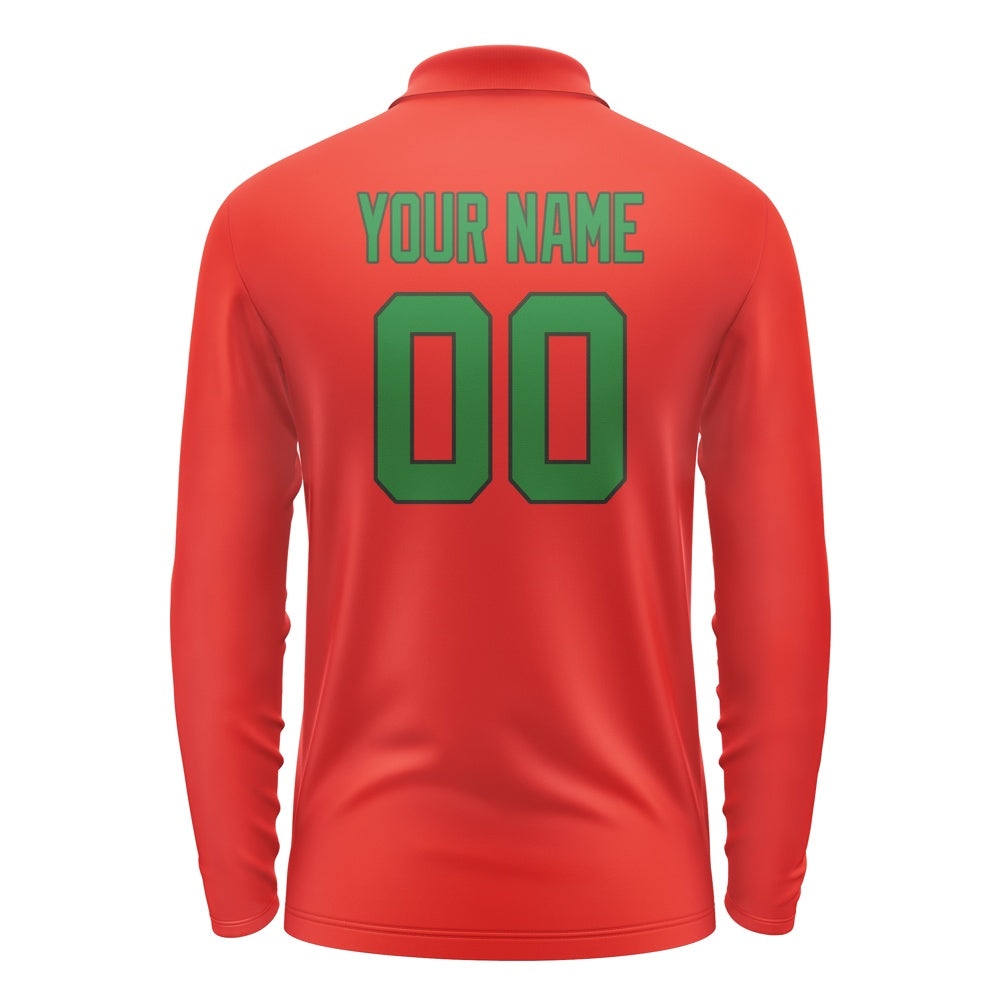 Custom Orange Red Emerald Green Long Sleeve Polo Shirt
