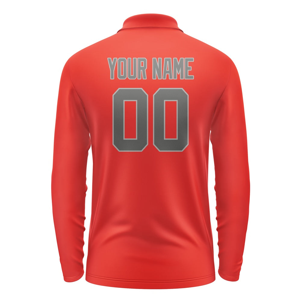 Custom Orange Red Dark Grey Long Sleeve Polo Shirt