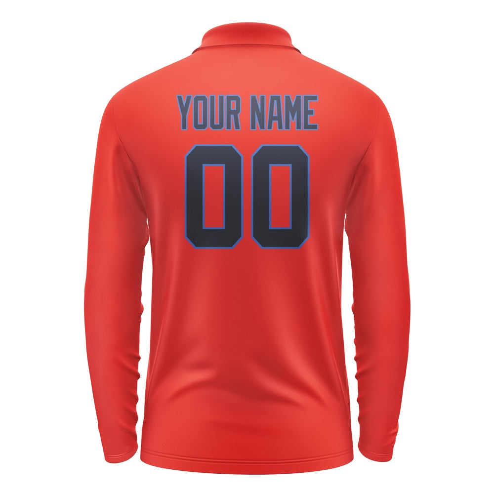 Custom Orange Red Navy Long Sleeve Polo Shirt