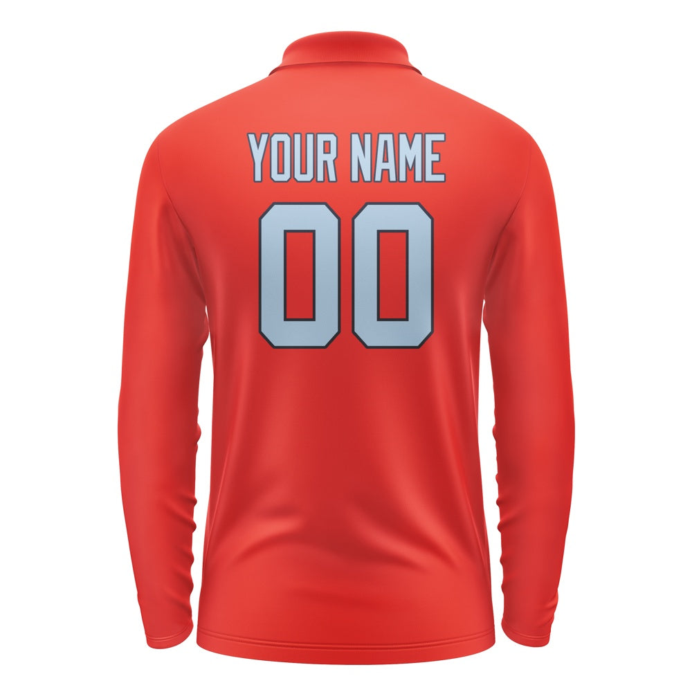 Custom Orange Red Light Blue Long Sleeve Polo Shirt