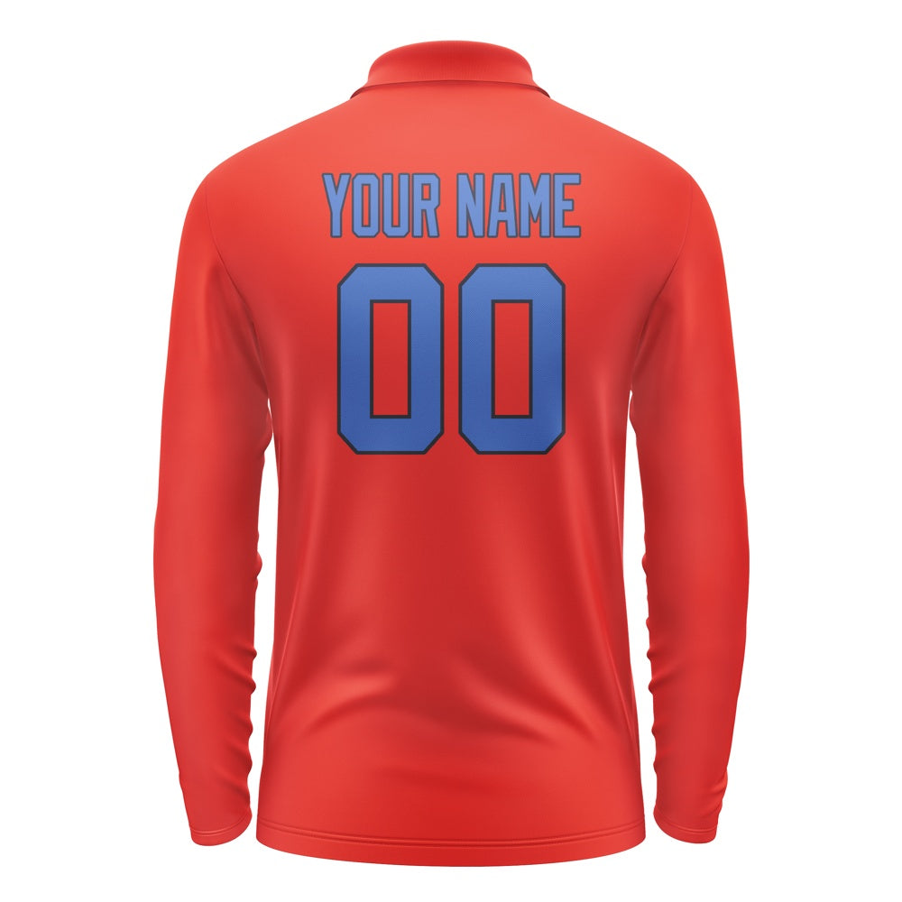Custom Orange Red Sky Blue Long Sleeve Polo Shirt