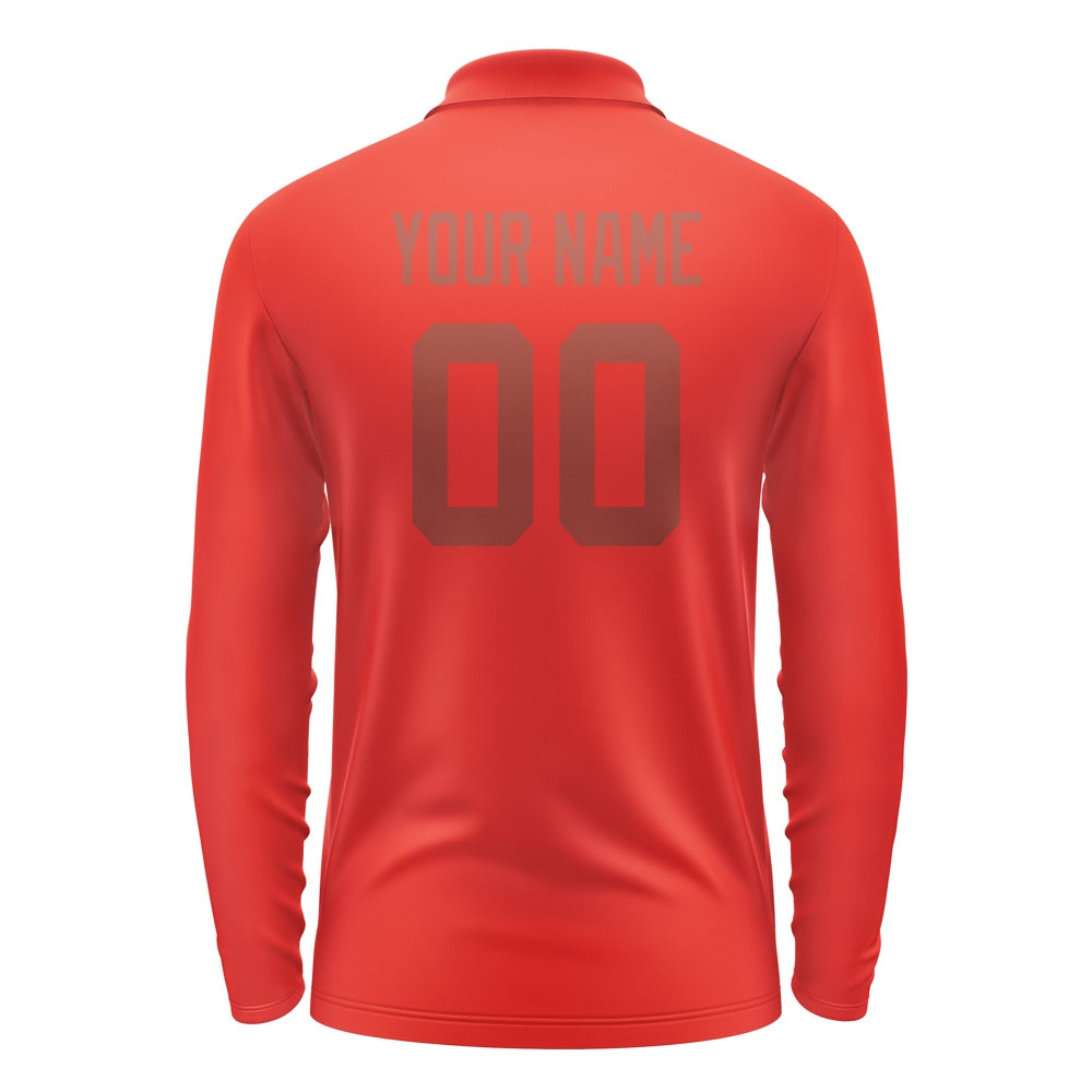 Custom Orange Red Coral Red Long Sleeve Polo Shirt