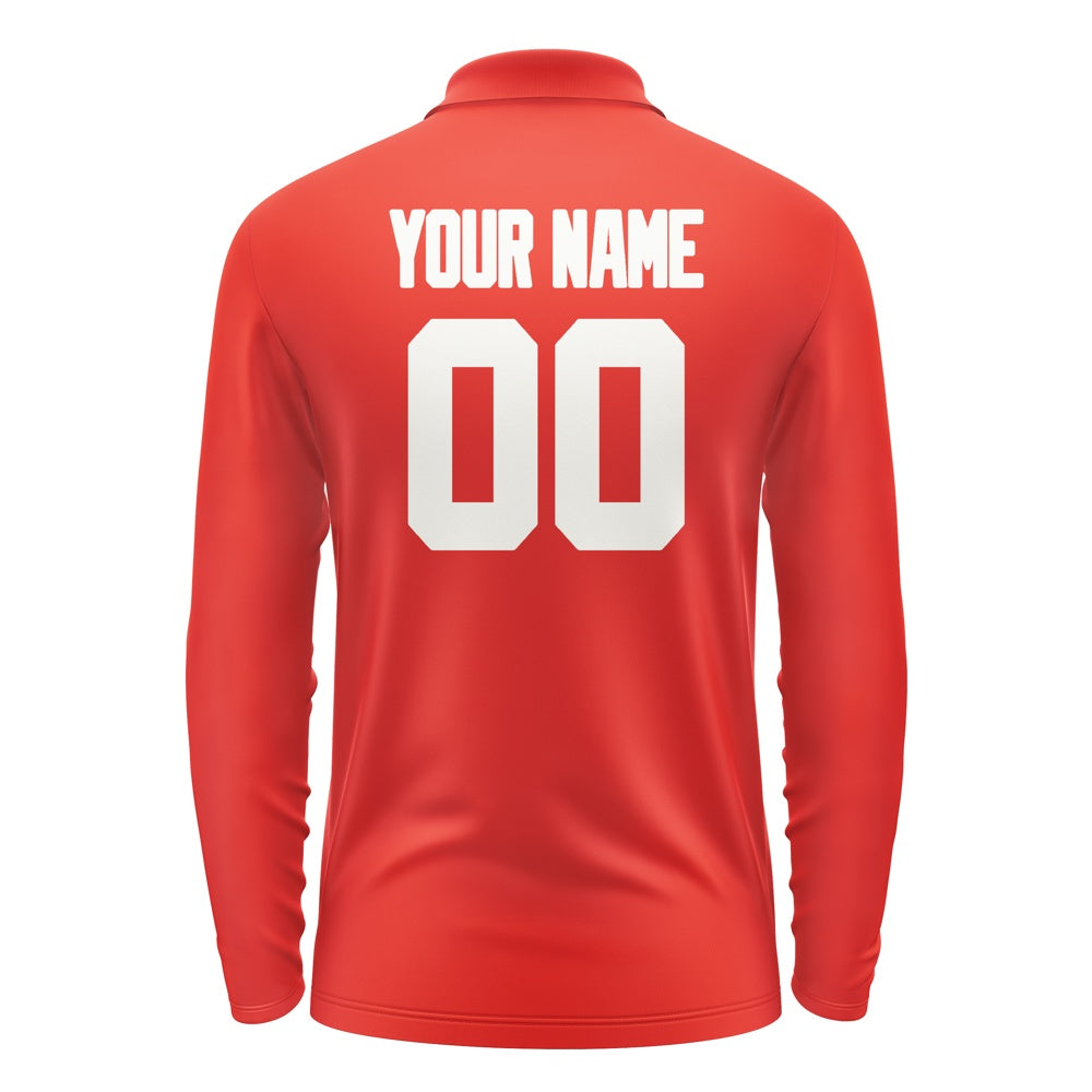 Custom Orange Red White Long Sleeve Polo Shirt
