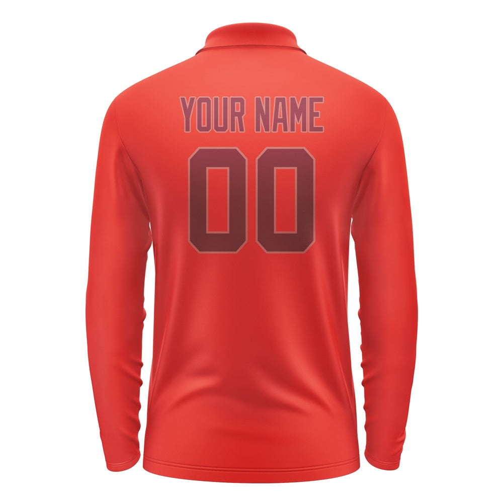 Custom Orange Red Crimson Red Long Sleeve Polo Shirt