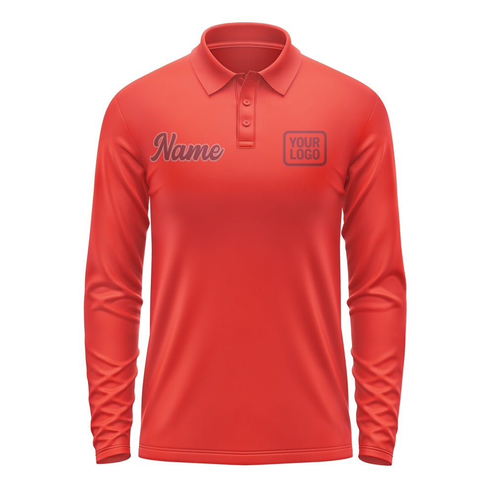 Custom Orange Red Crimson Red Long Sleeve Polo Shirt