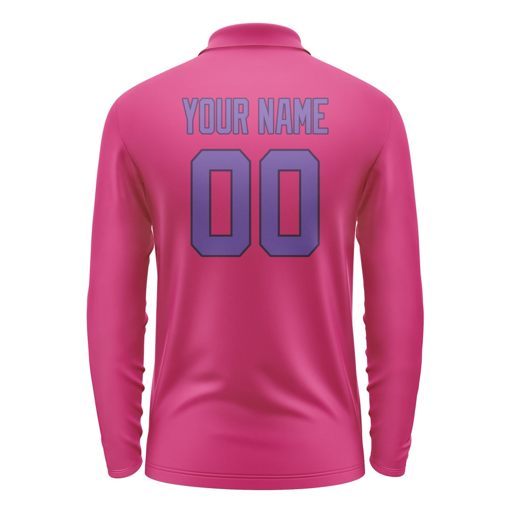Custom Pink Light Purple Long Sleeve Polo Shirt