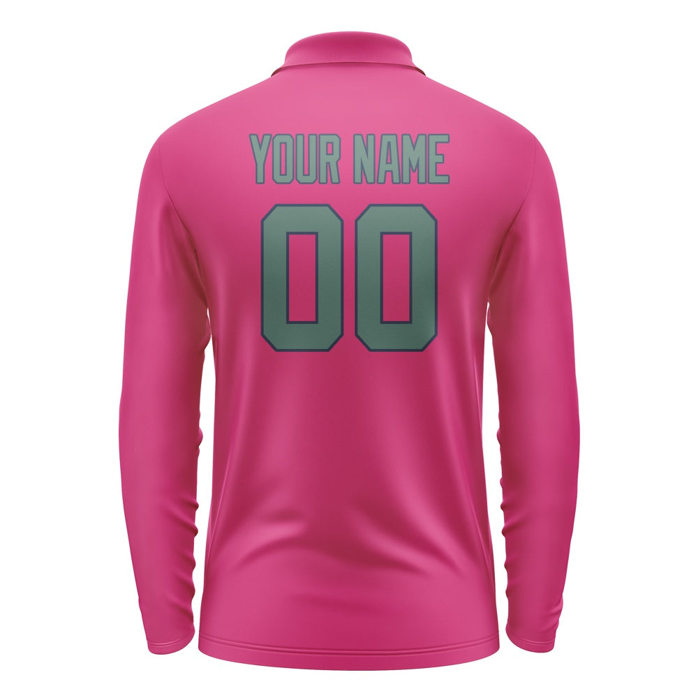 Custom Pink Blue Green Long Sleeve Polo Shirt