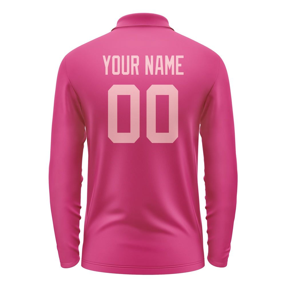 Custom Pink Light Pink Long Sleeve Polo Shirt
