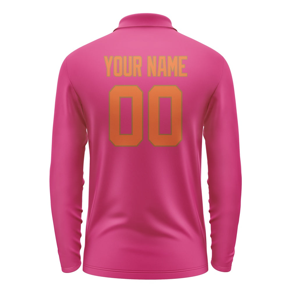 Custom Pink Orange Long Sleeve Polo Shirt