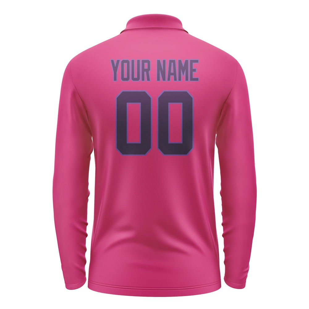 Custom Pink Purple Long Sleeve Polo Shirt
