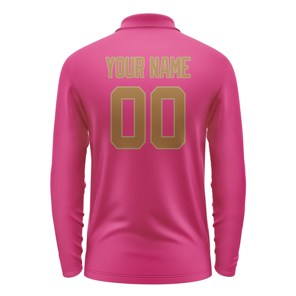 Custom Pink Khaki Long Sleeve Polo Shirt