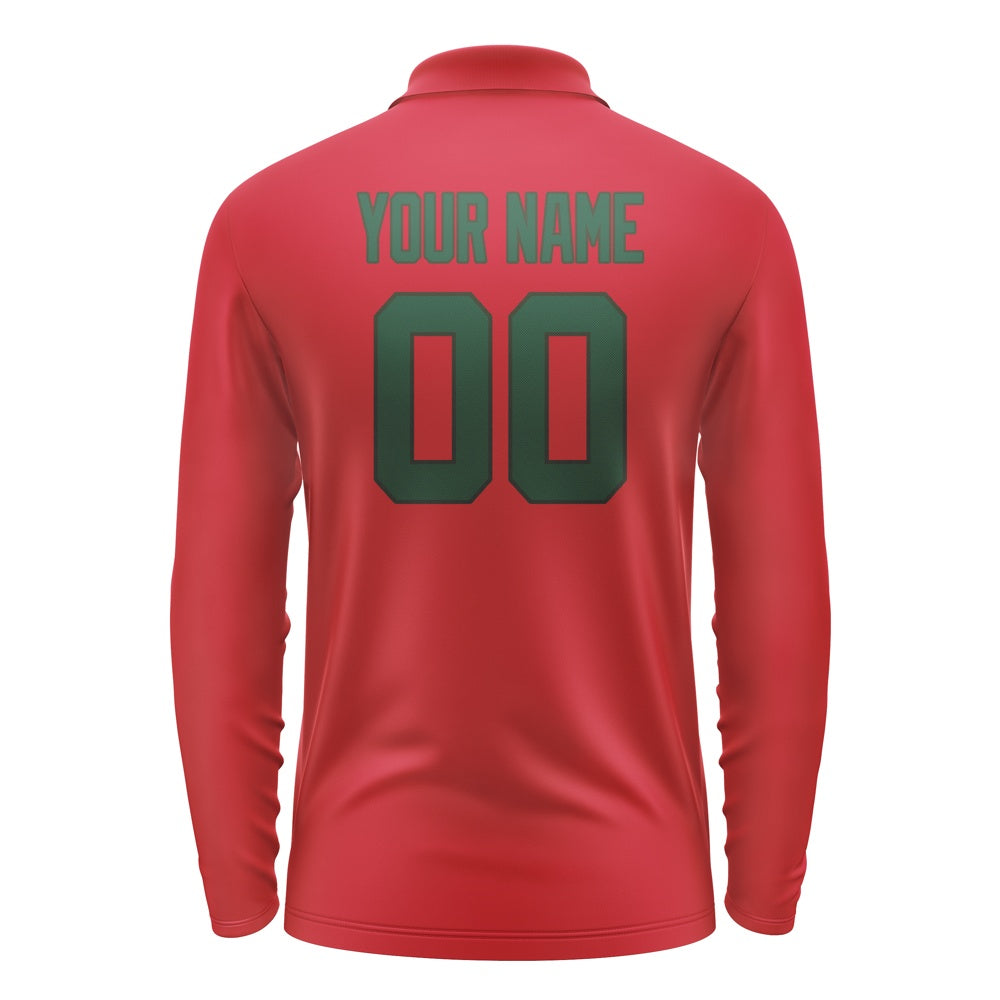 Custom Red Green Long Sleeve Polo Shirt