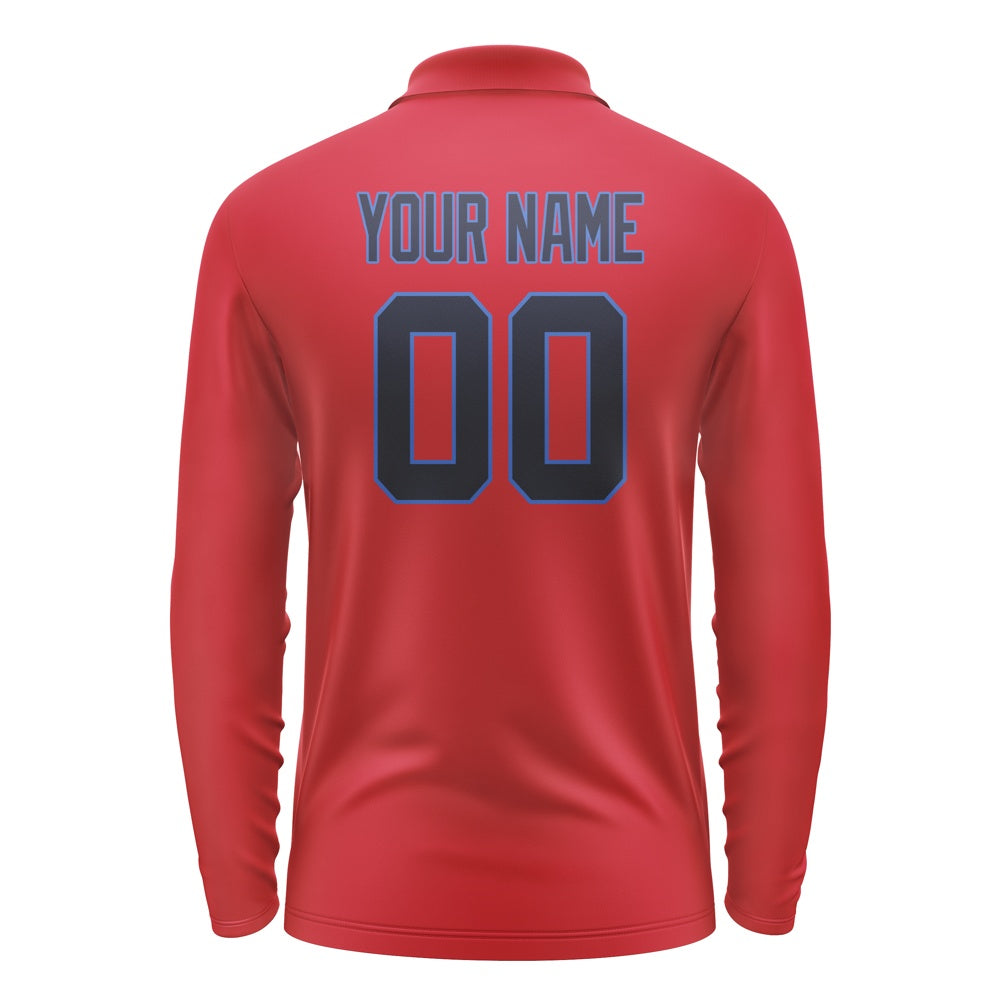 Custom Red Navy Long Sleeve Polo Shirt