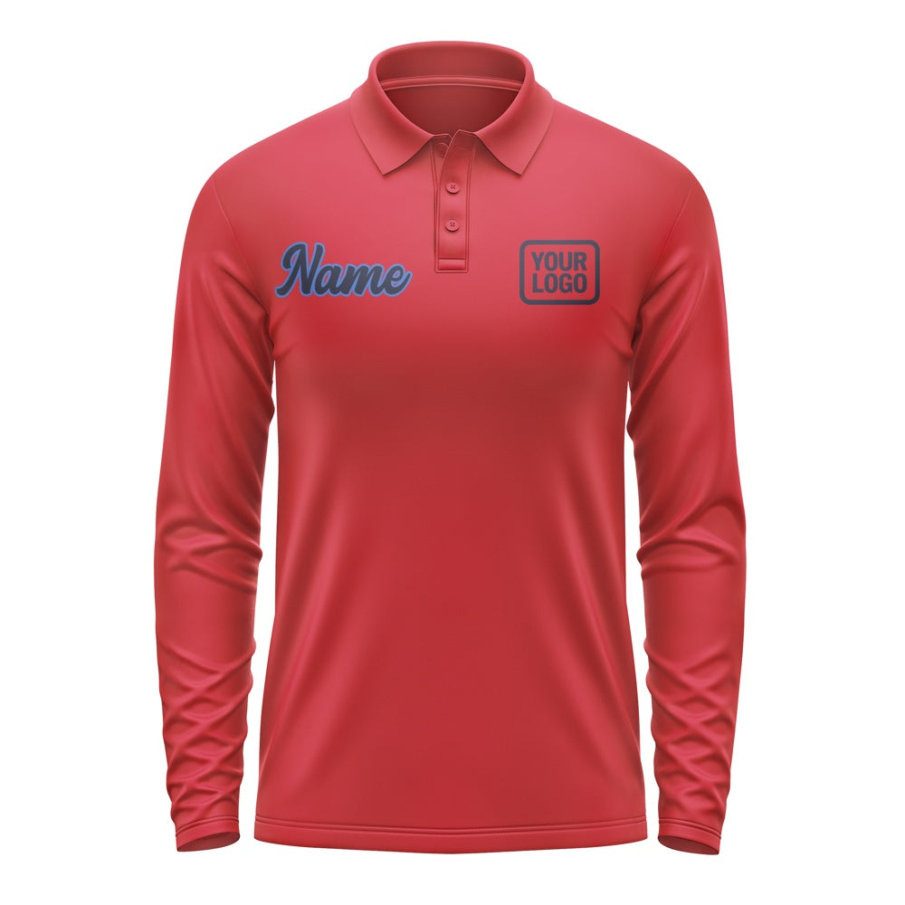 Custom Red Navy Long Sleeve Polo Shirt