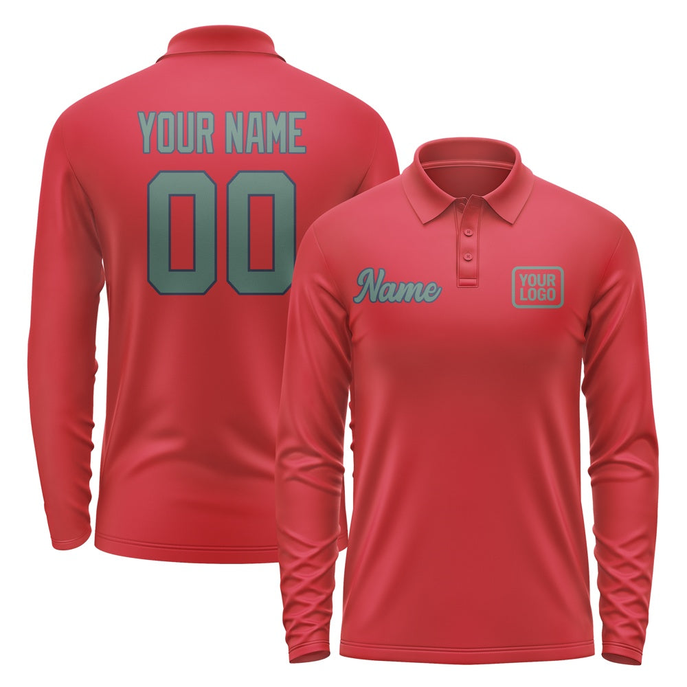 Custom Red Blue Green Long Sleeve Polo Shirt