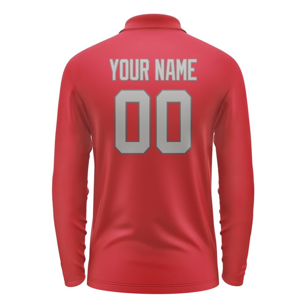Custom Red Gray Long Sleeve Polo Shirt