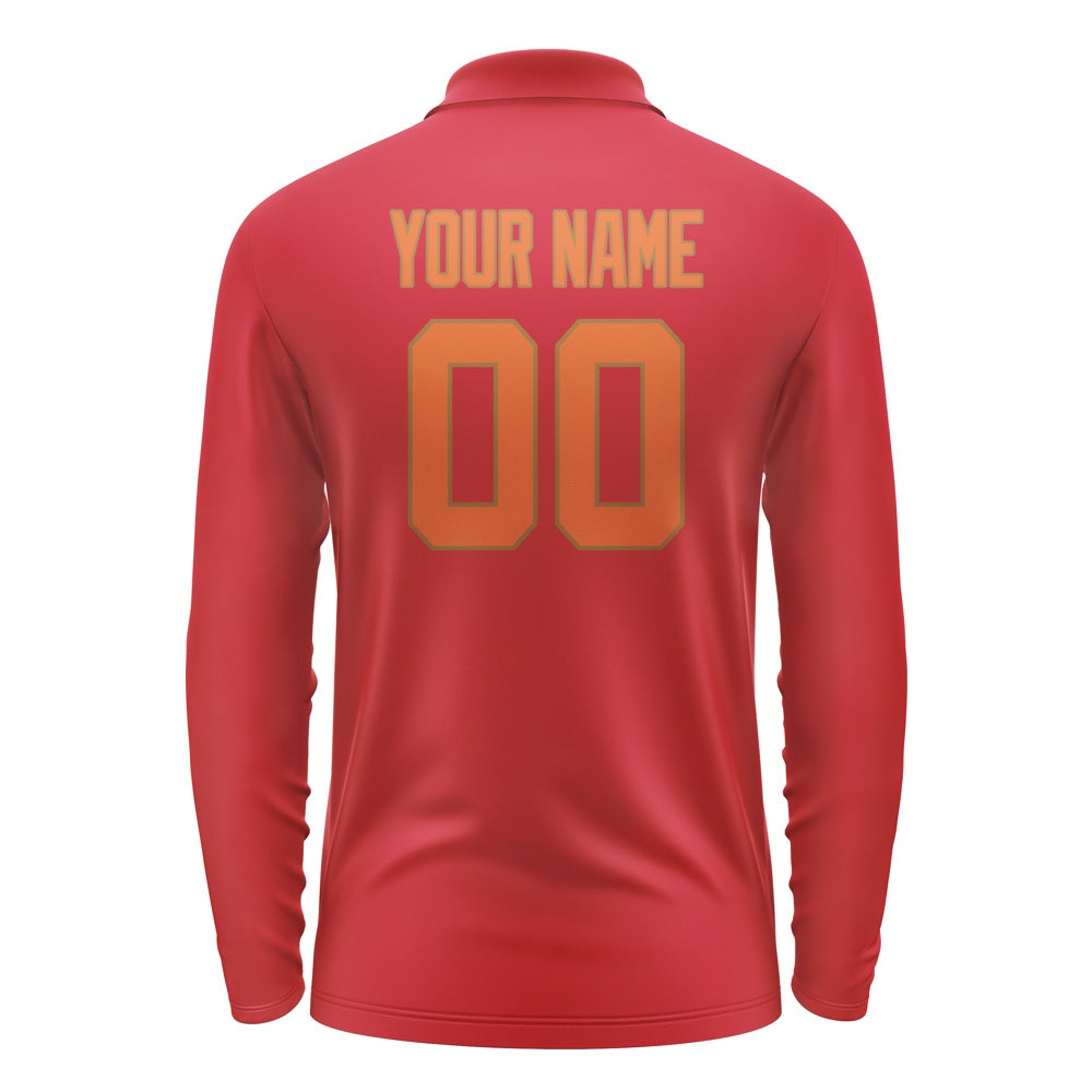 Custom Red Orange Long Sleeve Polo Shirt