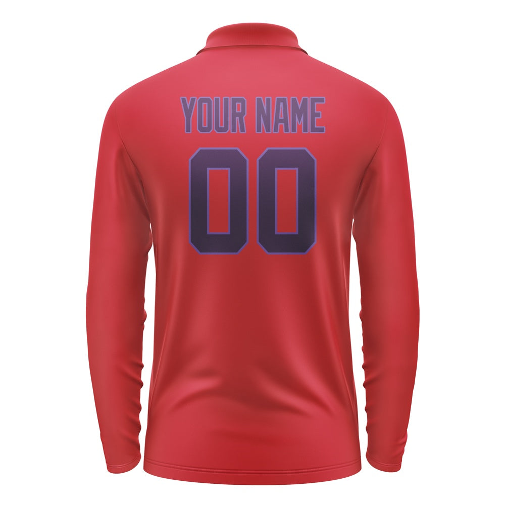 Custom Red Purple Long Sleeve Polo Shirt