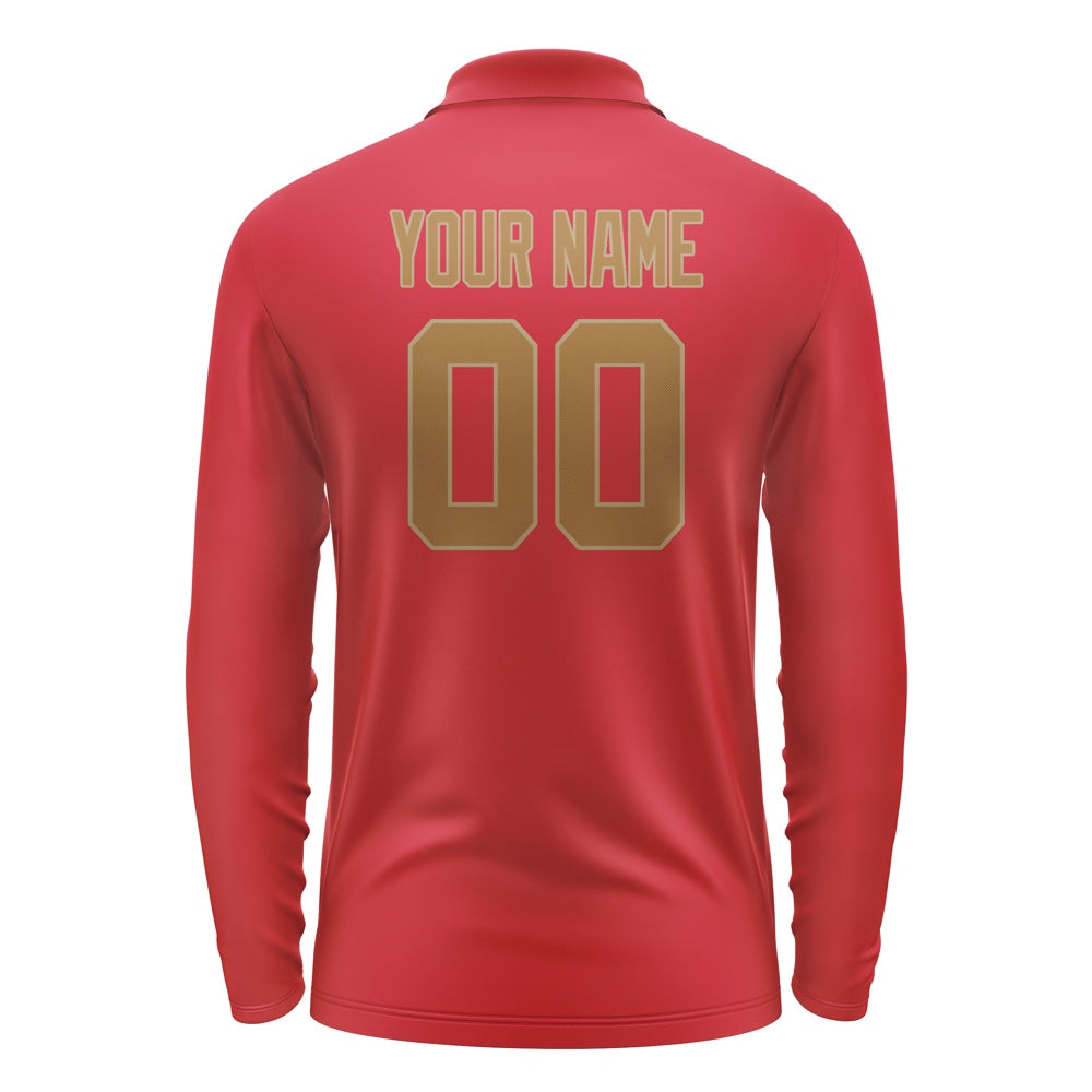 Custom Red Khaki Long Sleeve Polo Shirt