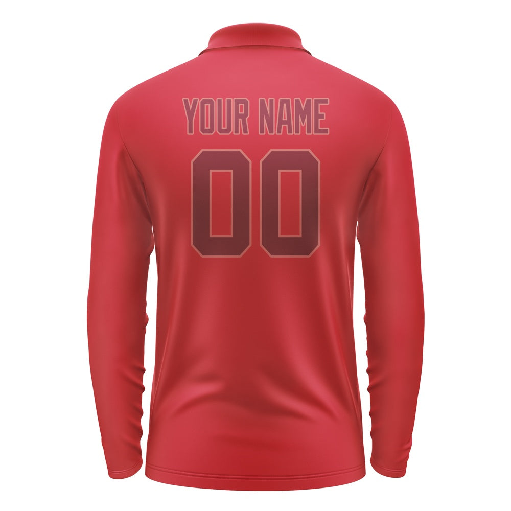 Custom Red Crimson Red Long Sleeve Polo Shirt
