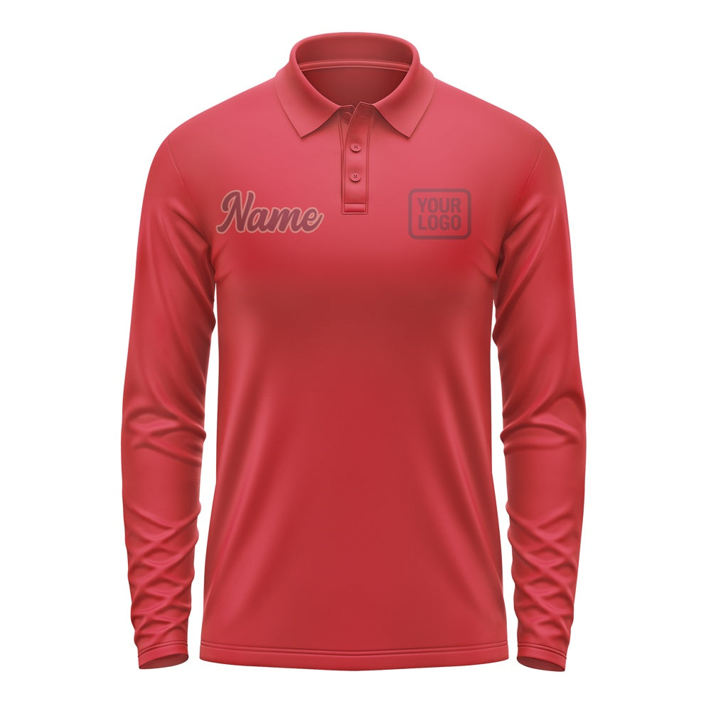 Custom Red Crimson Red Long Sleeve Polo Shirt