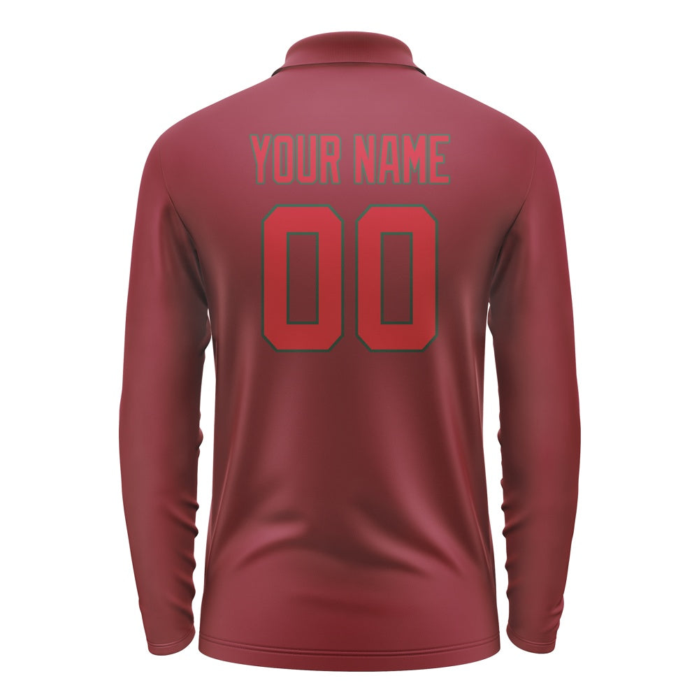 Custom Crimson Red Red Long Sleeve Polo Shirt
