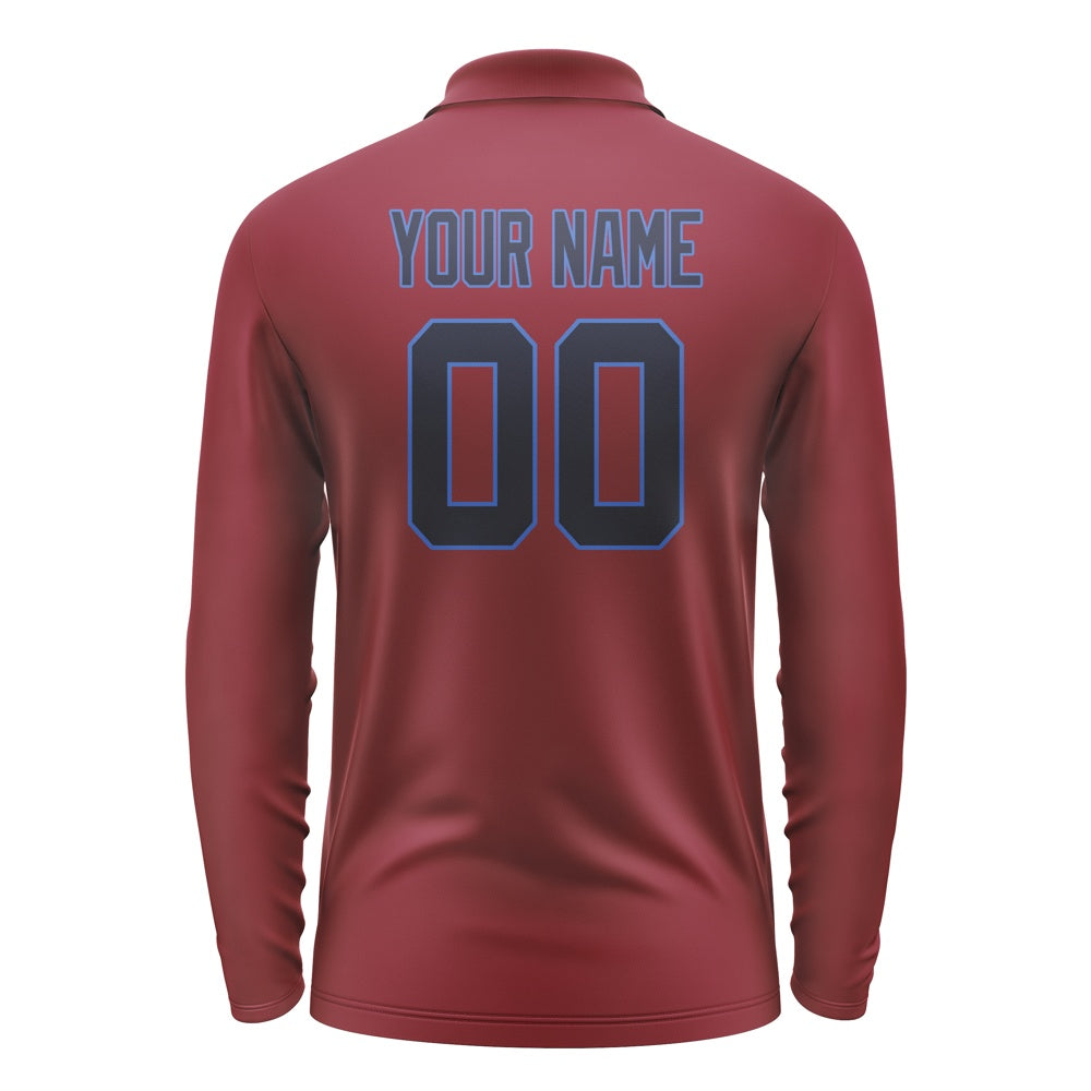 Custom Crimson Red Navy Long Sleeve Polo Shirt