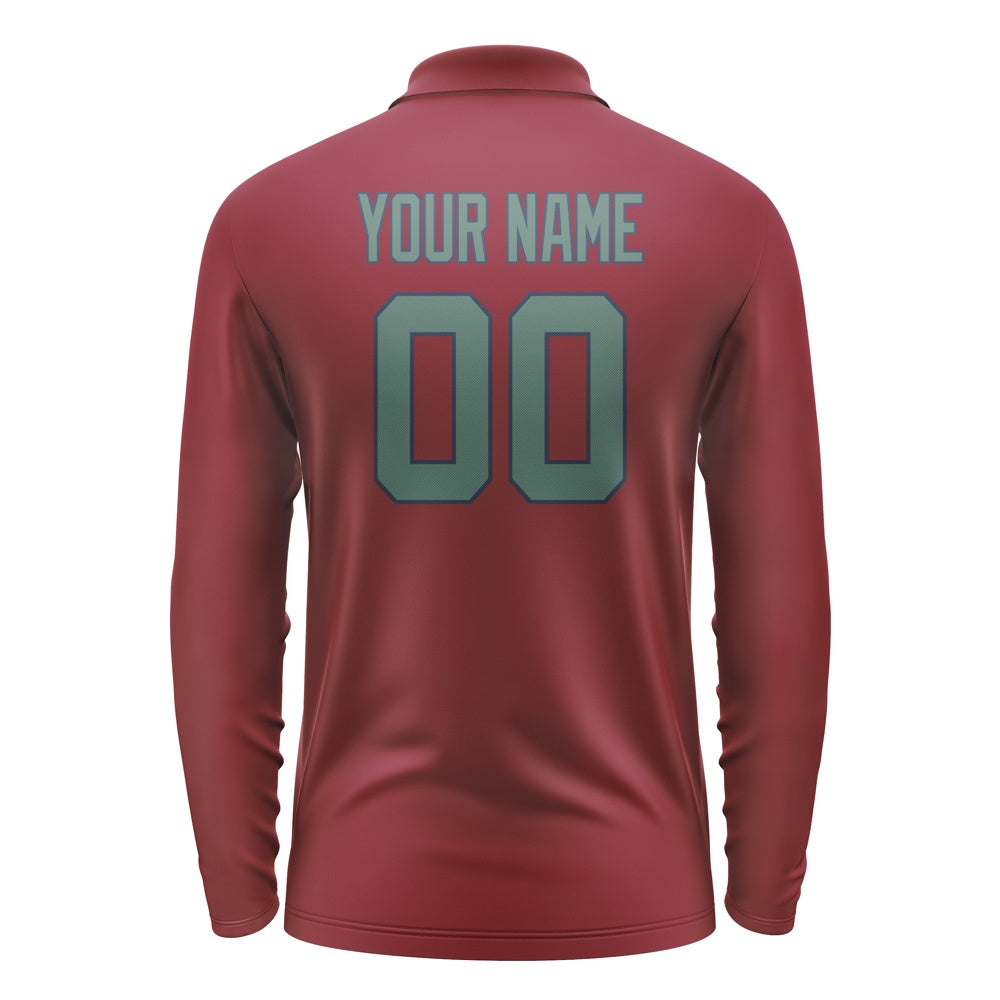 Custom Crimson Red Blue Green Long Sleeve Polo Shirt