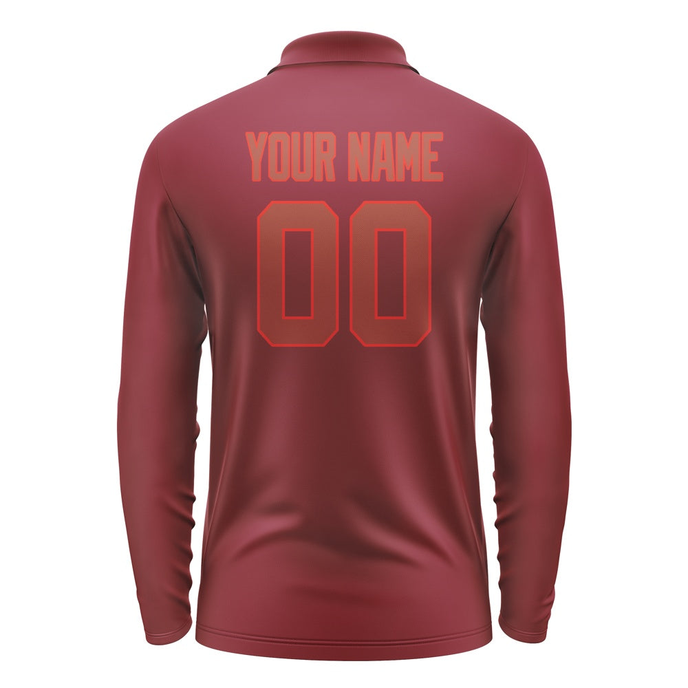 Custom Crimson Red Coral Red Long Sleeve Polo Shirt
