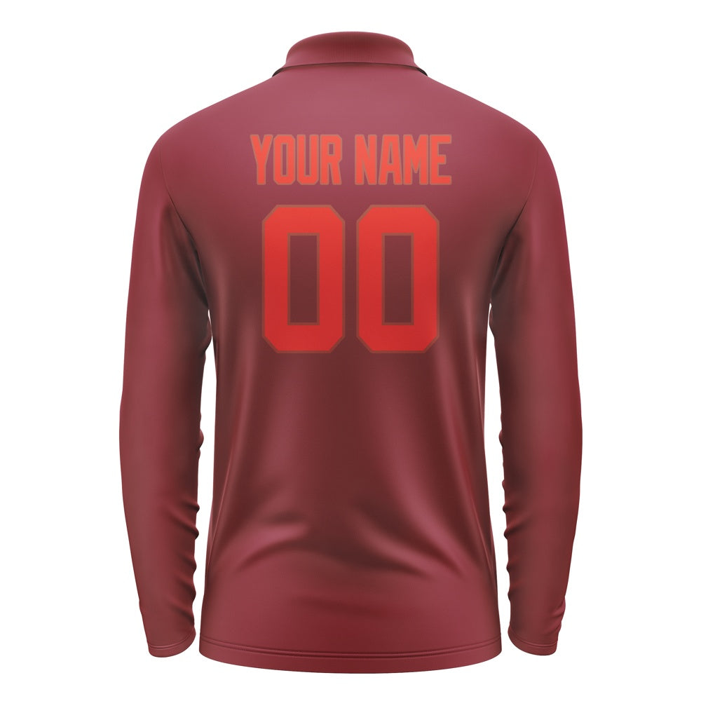 Custom Crimson Red Orange Red Long Sleeve Polo Shirt