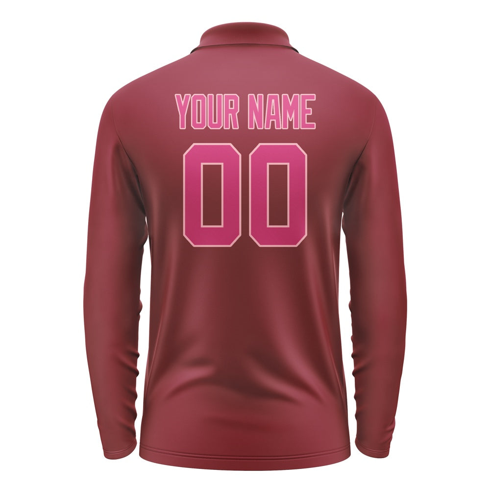 Custom Crimson Red Pink Long Sleeve Polo Shirt
