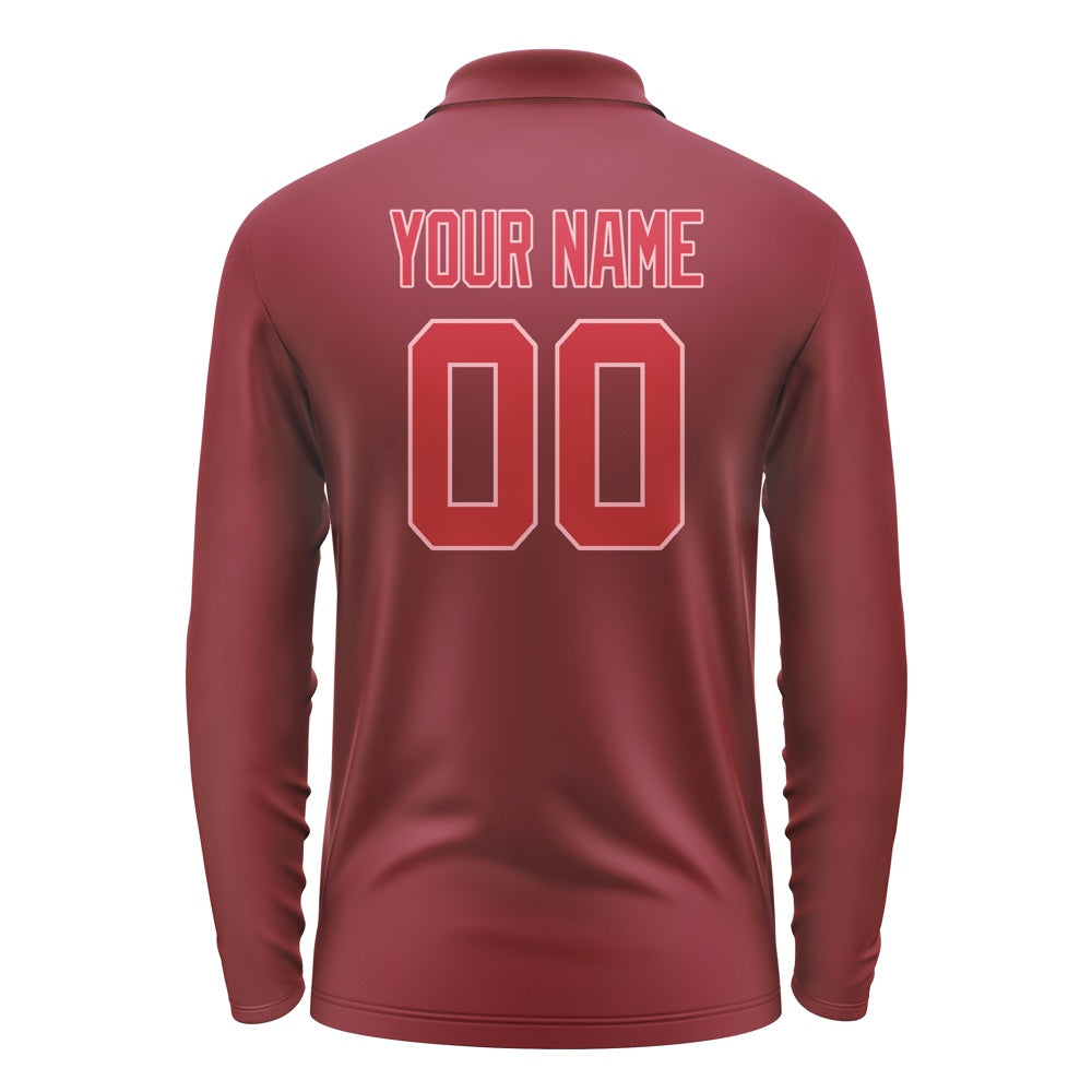 Custom Crimson Red Red Long Sleeve Polo Shirt