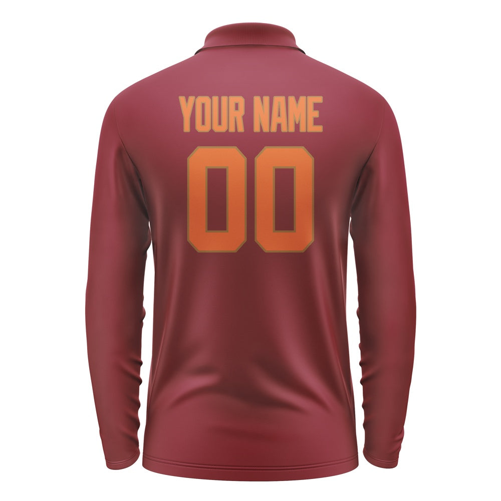 Custom Crimson Red Orange Long Sleeve Polo Shirt