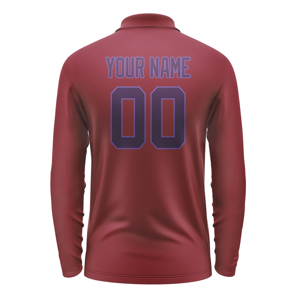 Custom Crimson Red Purple Long Sleeve Polo Shirt