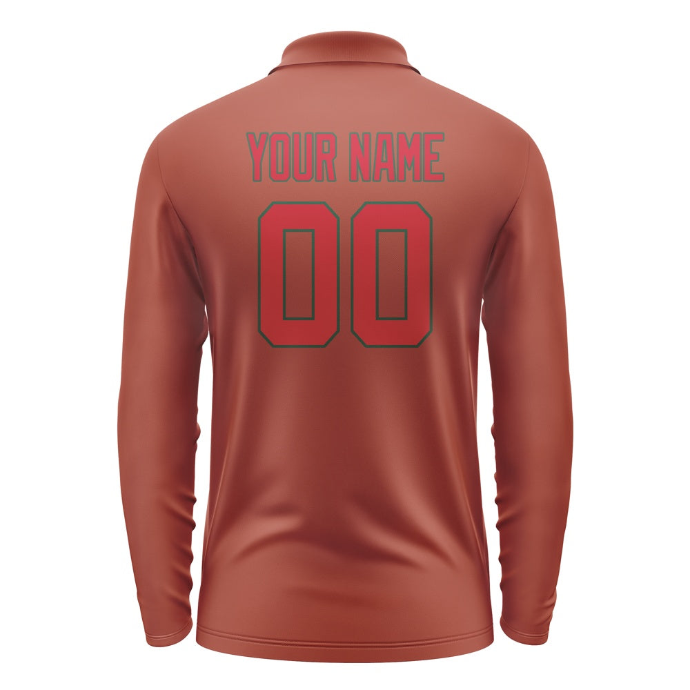 Custom Coral Red Red Long Sleeve Polo Shirt