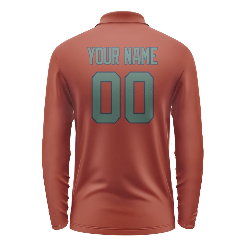Custom Coral Red Blue Green Long Sleeve Polo Shirt
