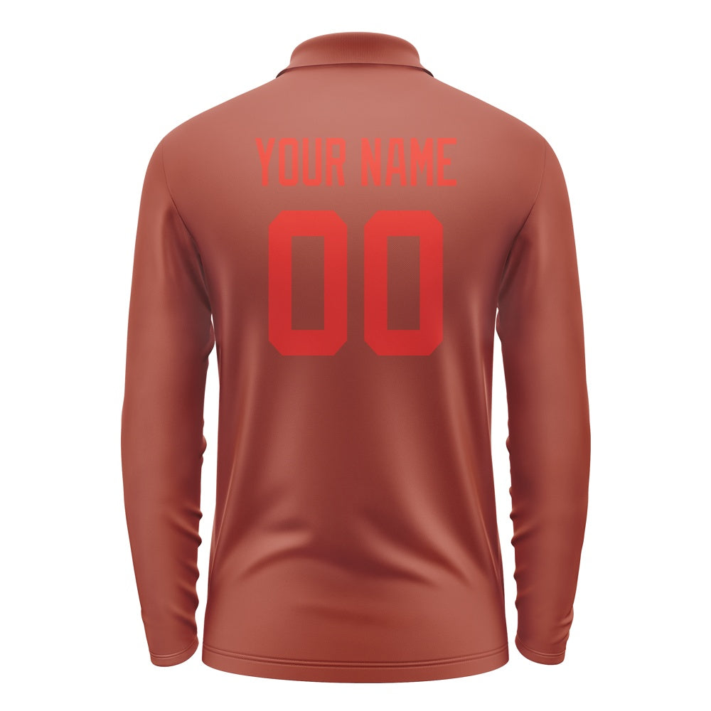 Custom Coral Red Orange Red Long Sleeve Polo Shirt