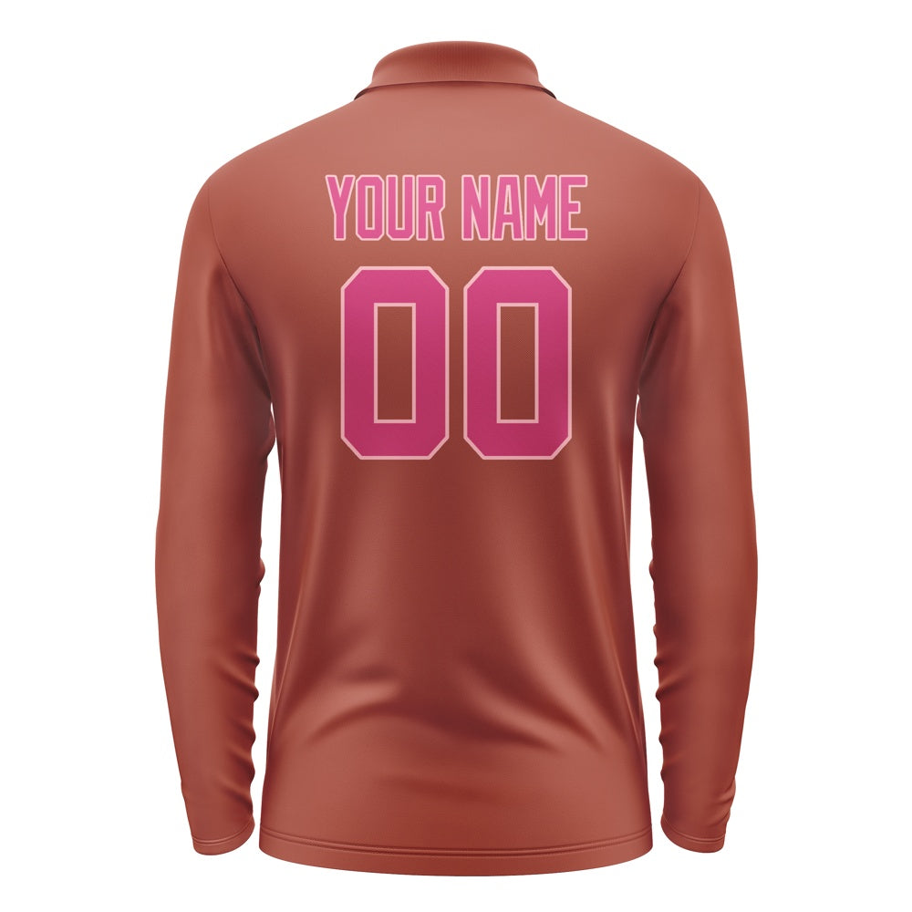 Custom Coral Red Pink Long Sleeve Polo Shirt